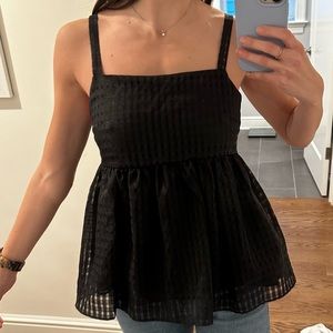 Zara Black Babydoll Top XS